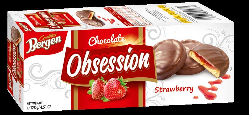 Bergen obsession keksi strawberry 128g