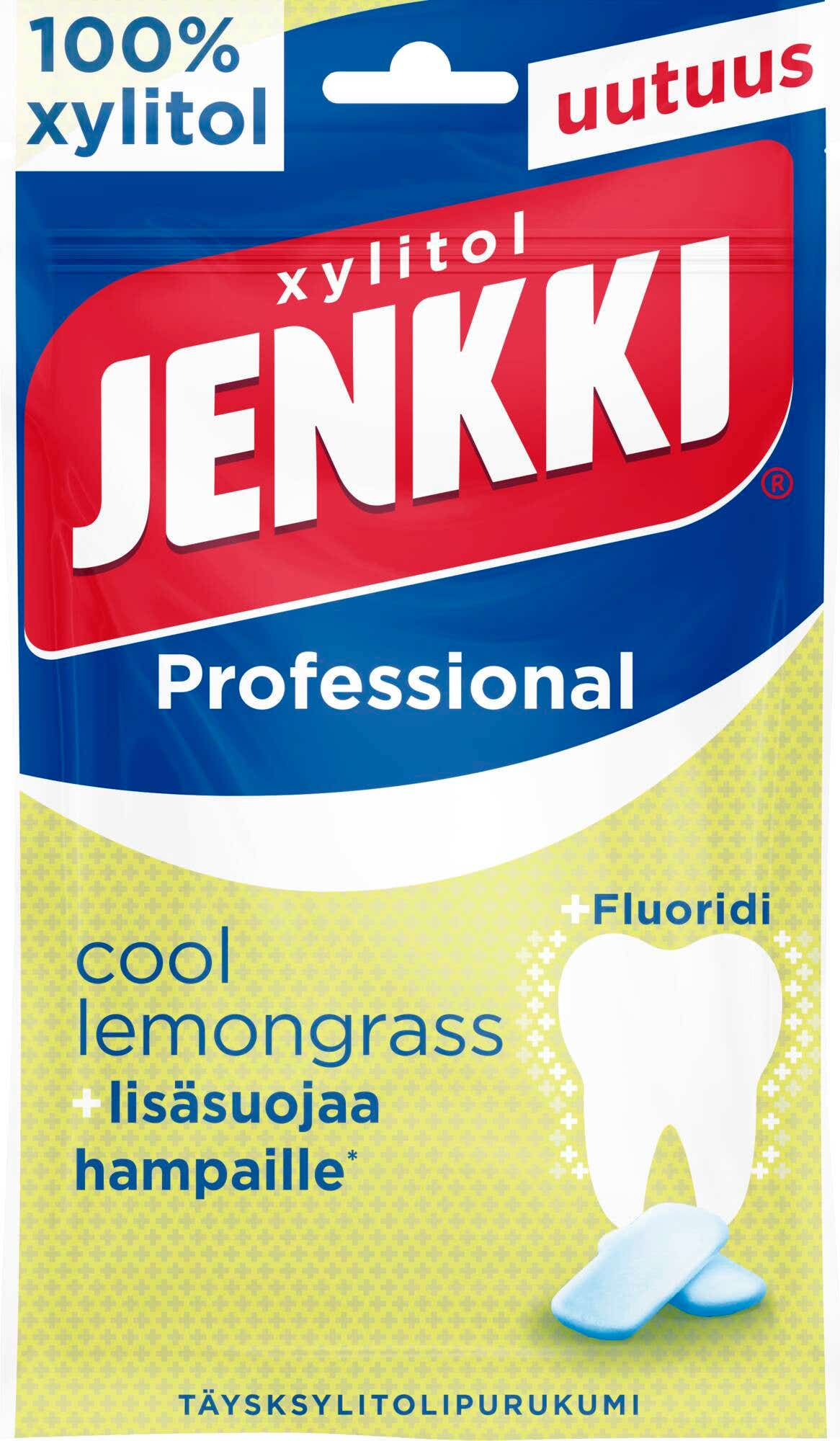 Jenkki professional täysksylitolipurukumi cool lemongrass+fluoridi 90g